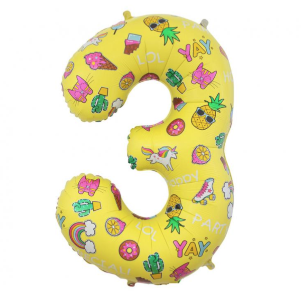 Folienballon - Zahl 3: Sommerparty - ø 78cm